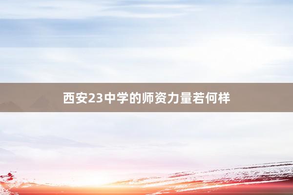 西安23中学的师资力量若何样